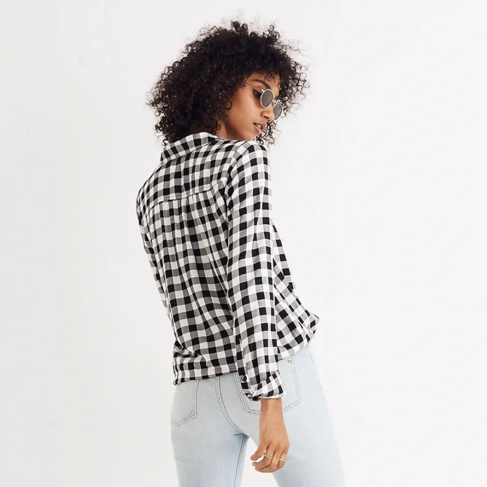 Madewell Wrap-Front Shirt in Buffalo Check - Picture 3 of 6